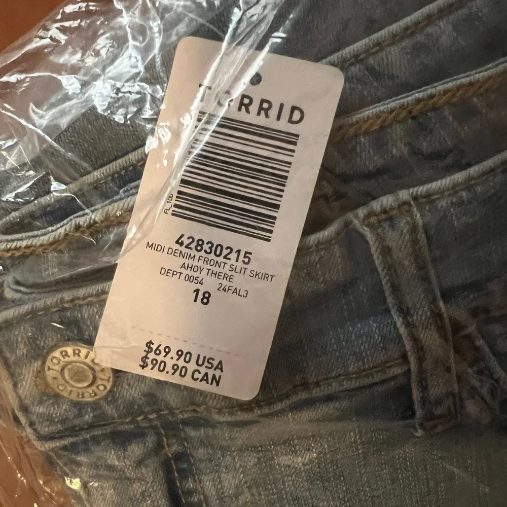 Torrid Midi Denim Front Slit Skirt